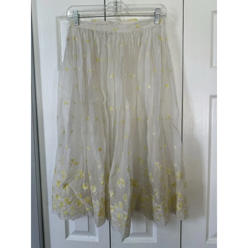 Vintage Half Apron sheer fabric Embroidered Floral